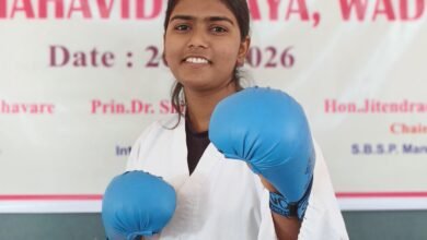Photo of आंतर महाविद्यालयीन कराटे स्पर्धेत कर्मवीर महाविद्यालयाचा दमदार विजय